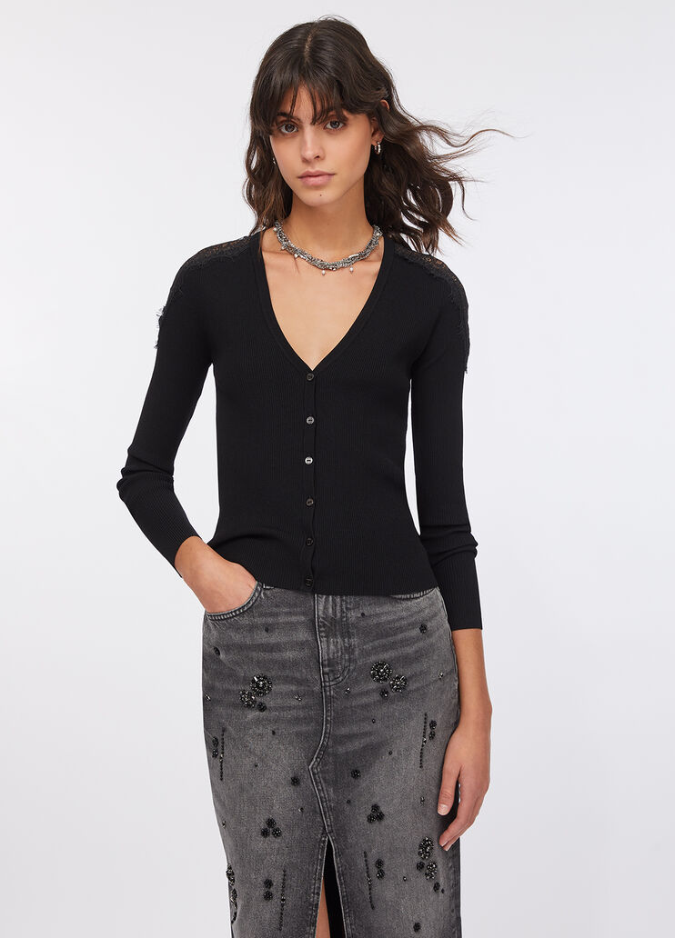 Cardigan with lace black Liu Jo - large image number 0
