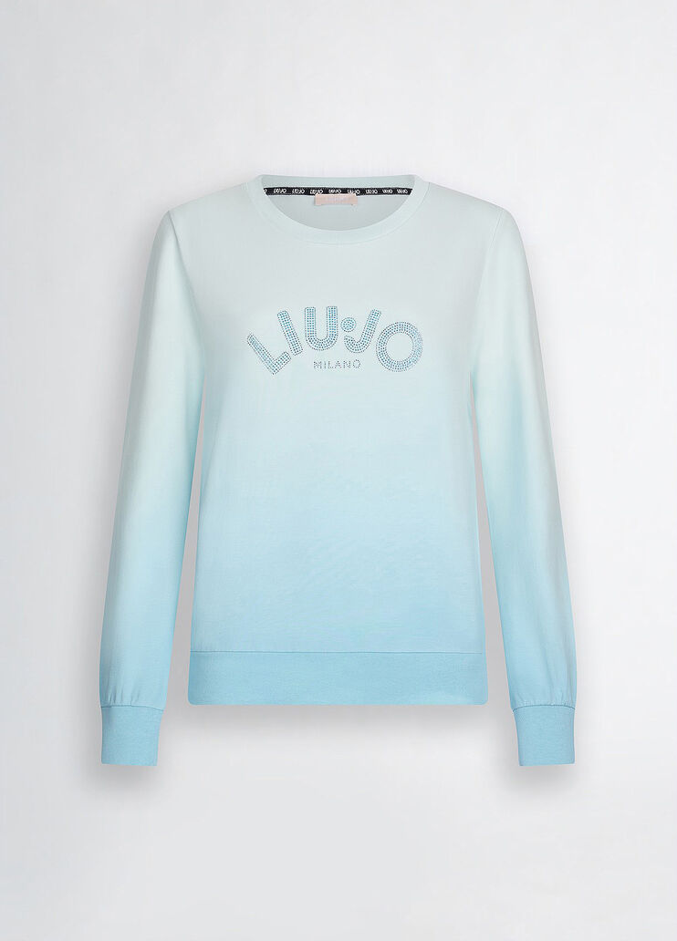 Sweatshirt with rhinestones light blue Liu Jo - large image number 6 Sweatshirt with rhinestones light blue Liu Jo - large image number 6