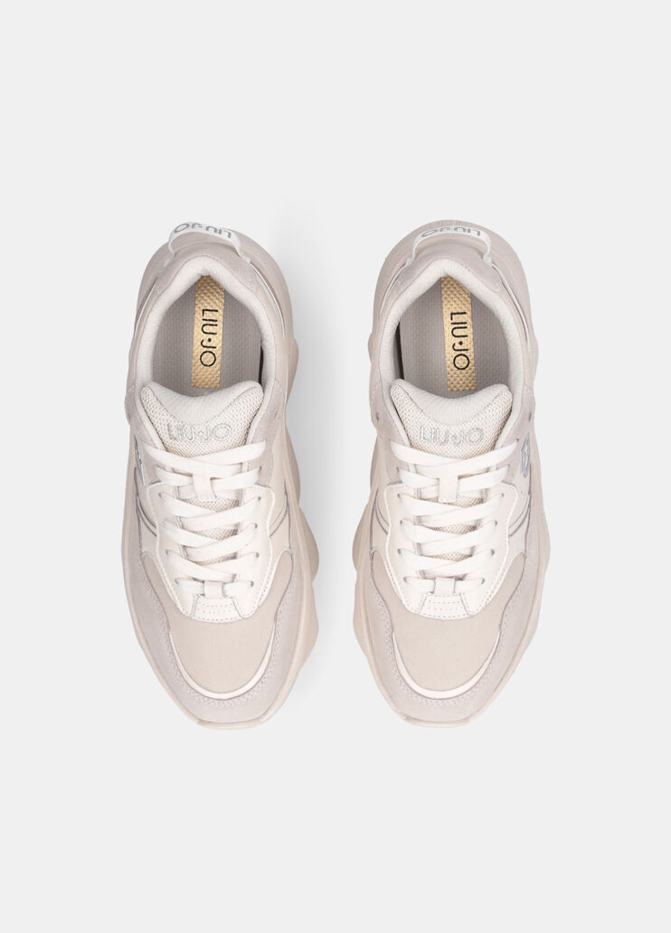 Chunky suede and mesh sneakers milk Liu Jo - large image number 4