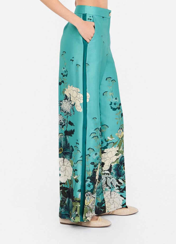 Printed twill trousers light blue Liu Jo - large image number 3 Printed twill trousers light blue Liu Jo - large image number 3