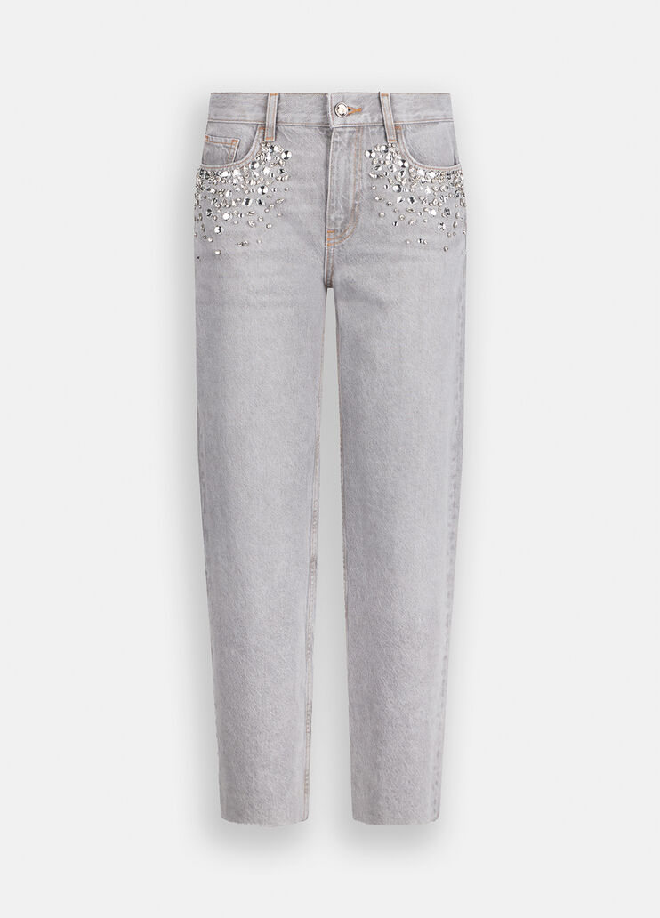 Jean jambe droite avec strass denim gris Liu Jo - large image number 6