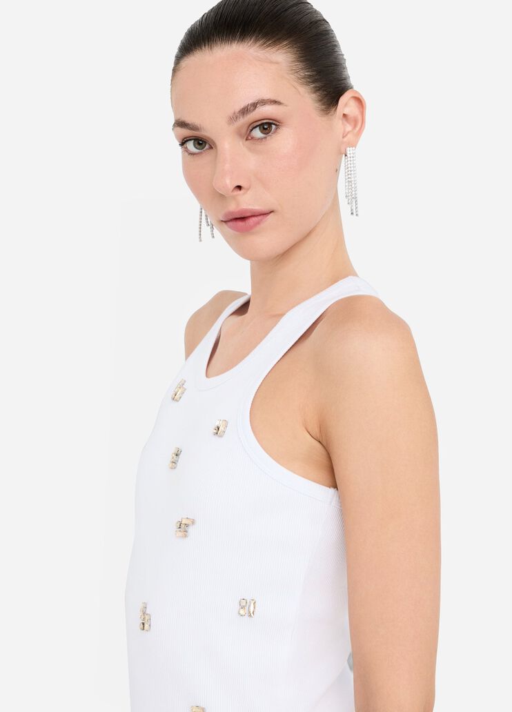 Top with bejewelled appliqués white Liu Jo - large image number 3 Top with bejewelled appliqués white Liu Jo - large image number 3