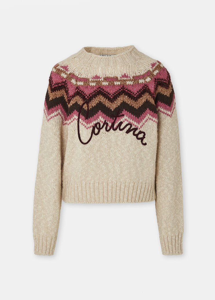 Maglia jacquard con ricamo beige Liu Jo - large image number 6