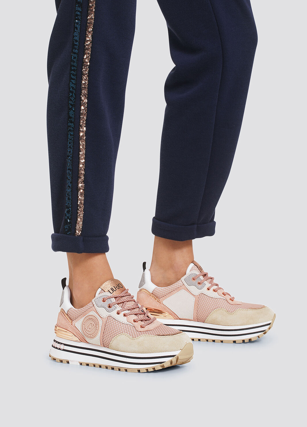 Mesh and suede platform sneakers pink Liu Jo - large image number 3