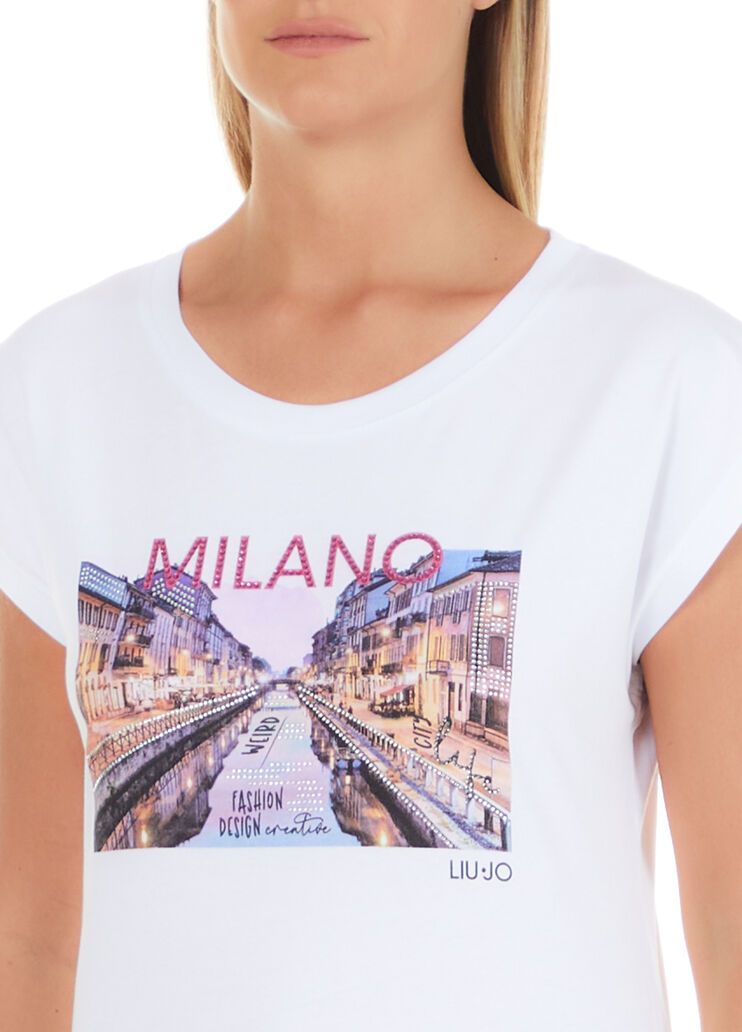T-shirt avec imprimé ville blanc milano Liu Jo - large image number 2 T-shirt avec imprimé ville blanc milano Liu Jo - large image number 2