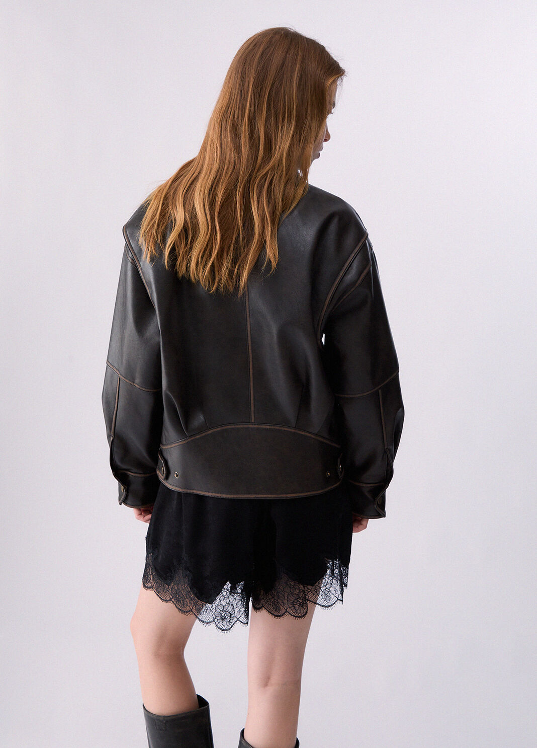 Oversized coated fabric bomber dark brown Liu Jo - large image number 1