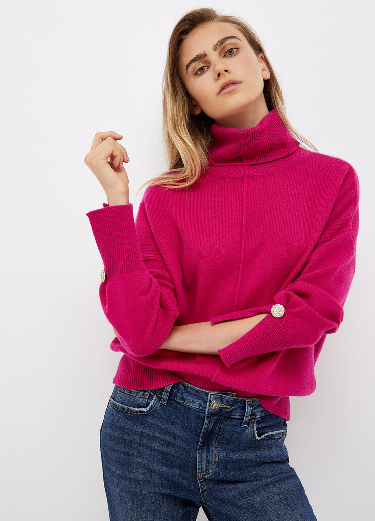 Turtleneck with jewel buttons