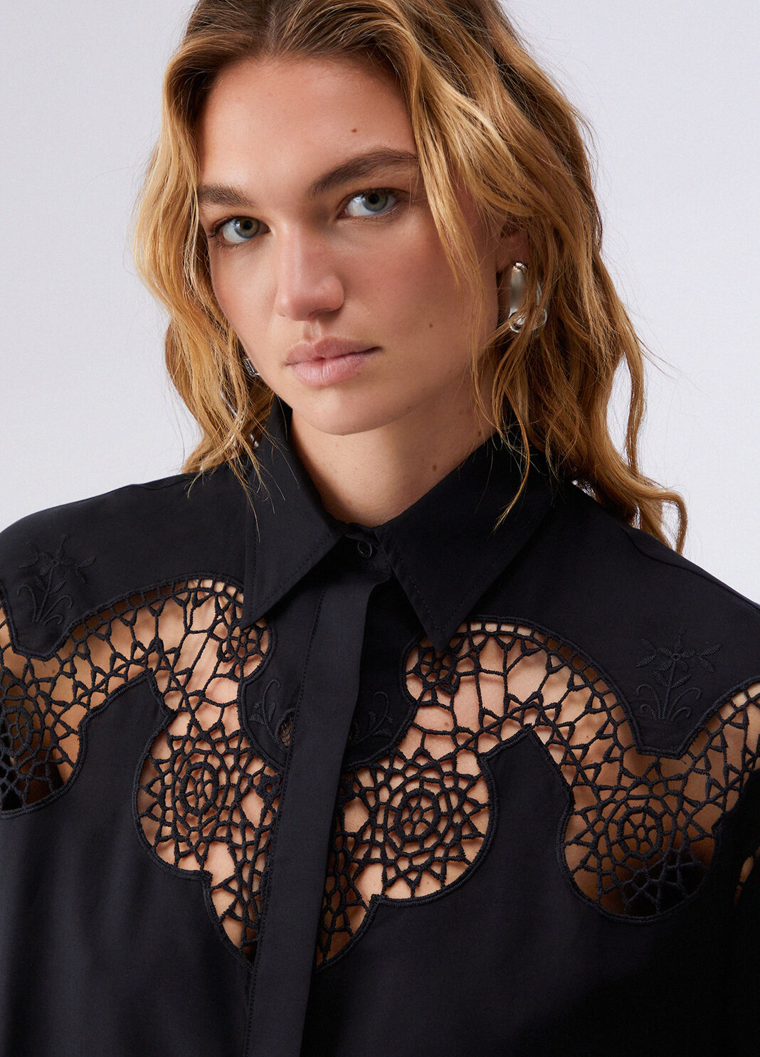 Shirt with openwork embroidery black Liu Jo - large image number 4