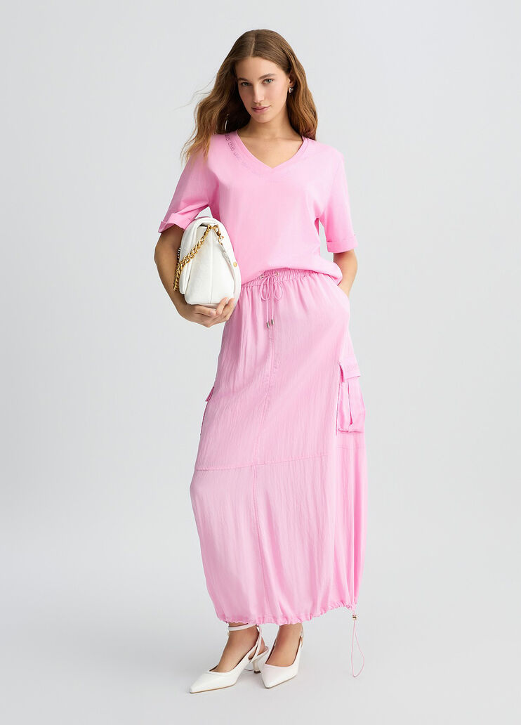 T-shirt with logo and gemstones pink Liu Jo - large image number 5 T-shirt with logo and gemstones pink Liu Jo - large image number 5