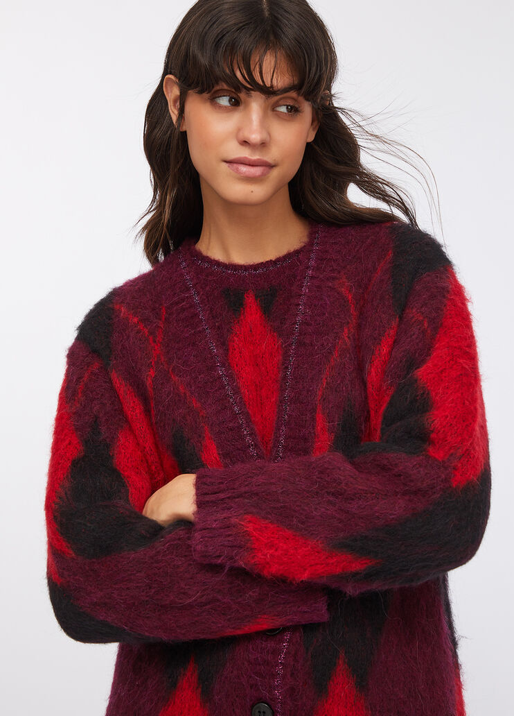 Diamond-patterned wool and alpaca cardigan red Liu Jo - medium