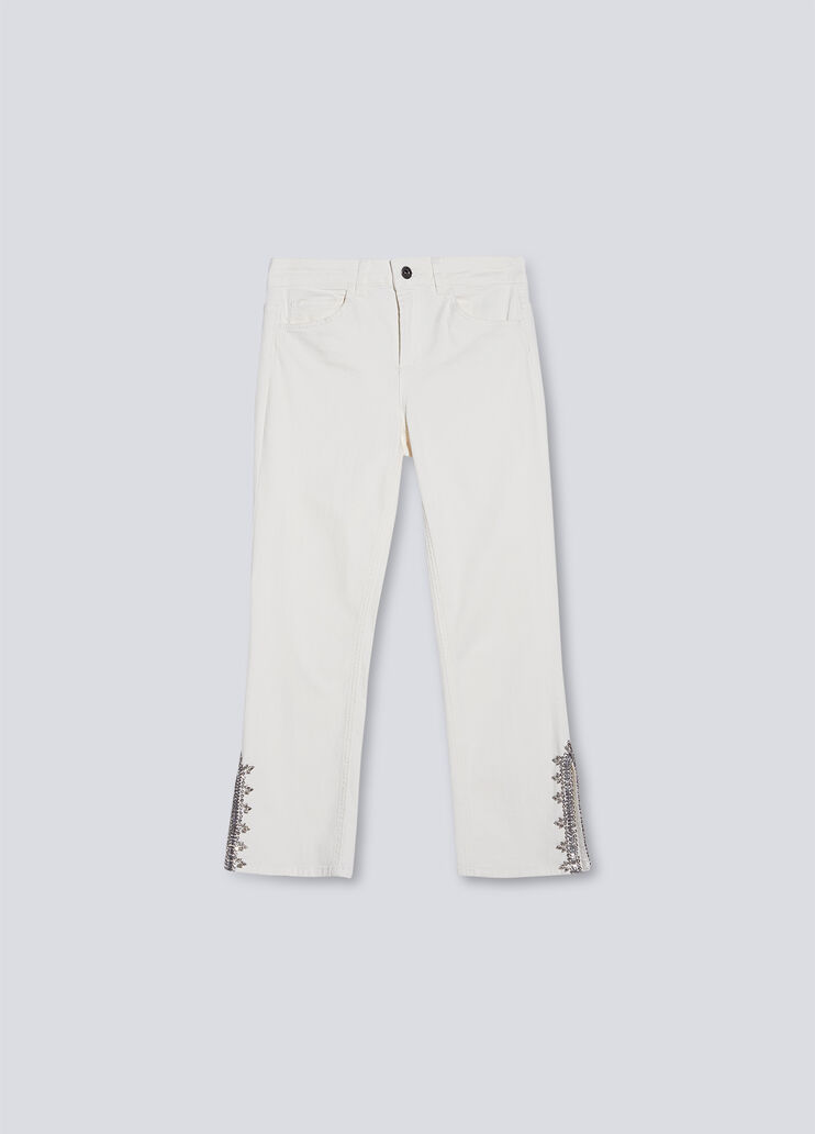 High-rise trousers with jewel stones white wool Liu Jo - large image number 4 High-rise trousers with jewel stones white wool Liu Jo - large image number 4