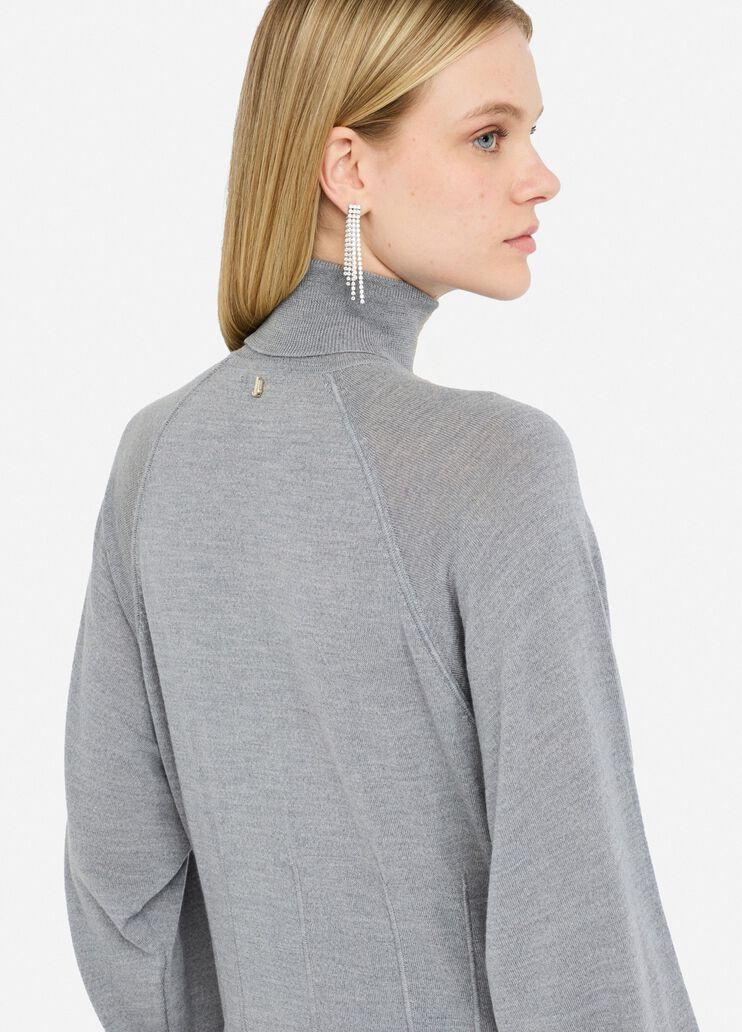 Wool turtleneck with lace grey Liu Jo - large image number 3 Wool turtleneck with lace grey Liu Jo - large image number 3