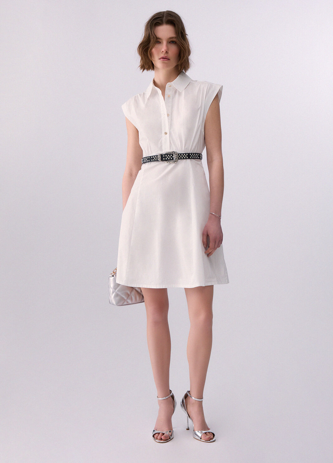 Vestido corto de popelina blanco lana Liu Jo - large image number 5