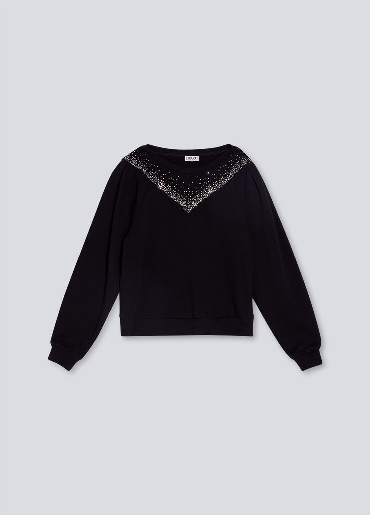 Sudadera con aplicaciones decorativas negro/strass Liu Jo - large image number 4
