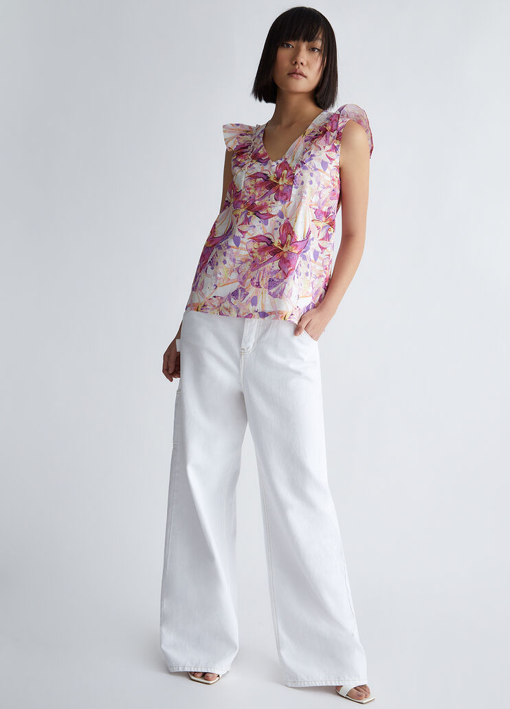Eco-friendly floral top floral pink Liu Jo - look Eco-friendly floral top floral pink Liu Jo - look