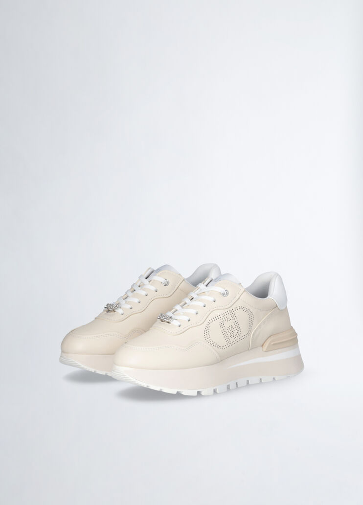 Leather sneakers with openwork logo ivory Liu Jo - large image number 2 Leather sneakers with openwork logo ivory Liu Jo - large image number 2