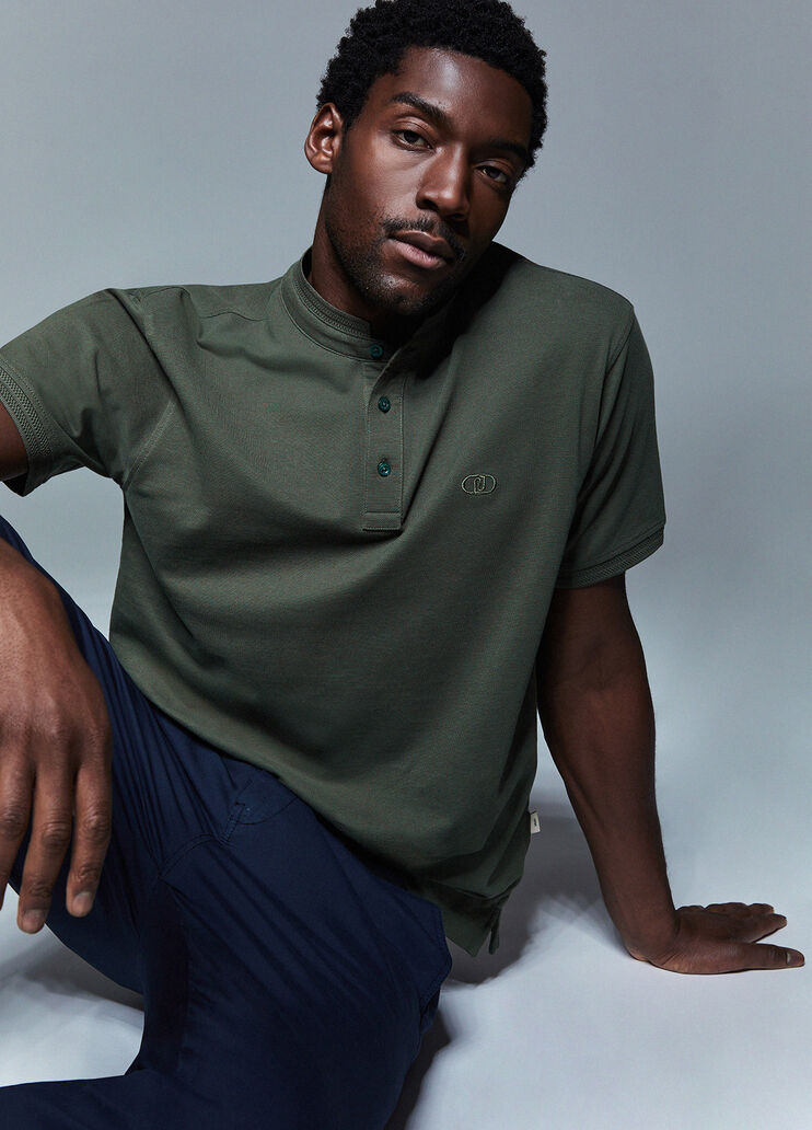 Pique polo-shirt with Mandarin collar thyme green Liu Jo - medium