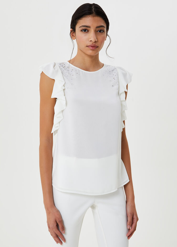 Top with bezel-set gemstones White stars Liu Jo - large image number 0 Top with bezel-set gemstones White stars Liu Jo - large image number 0