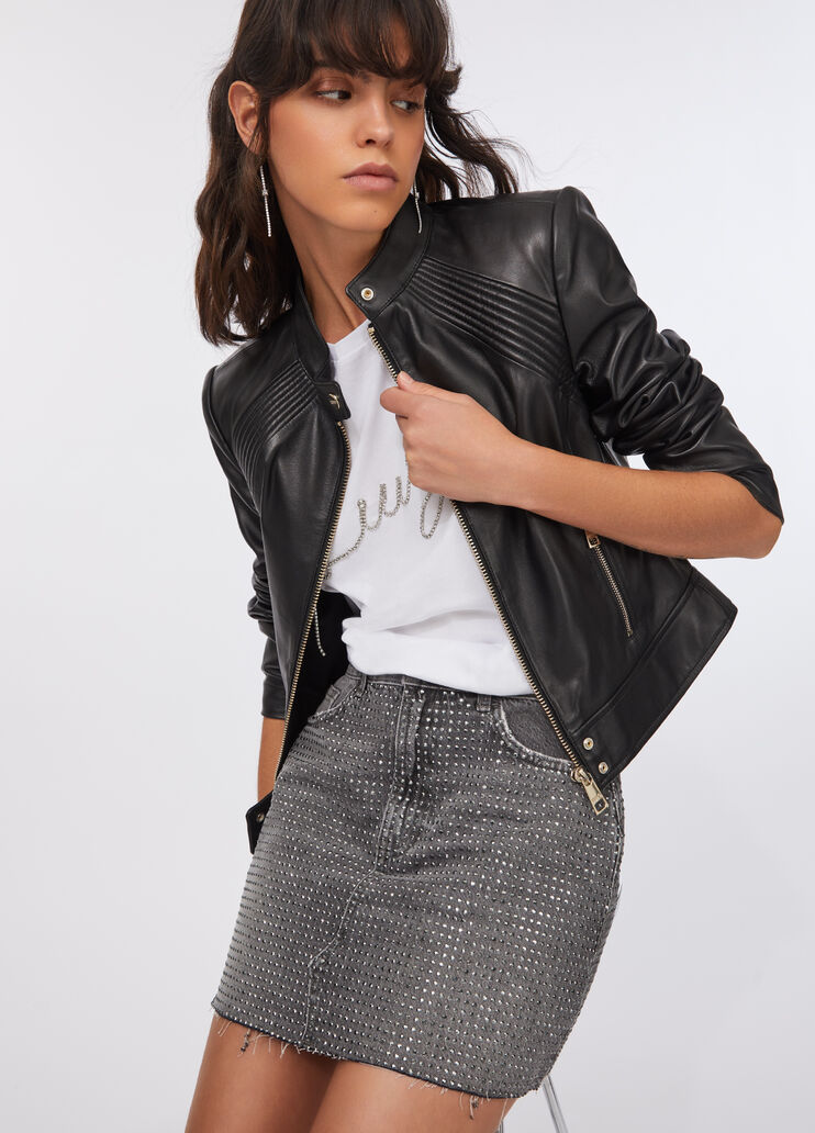 Denim miniskirt with studs grey denim Liu Jo - medium