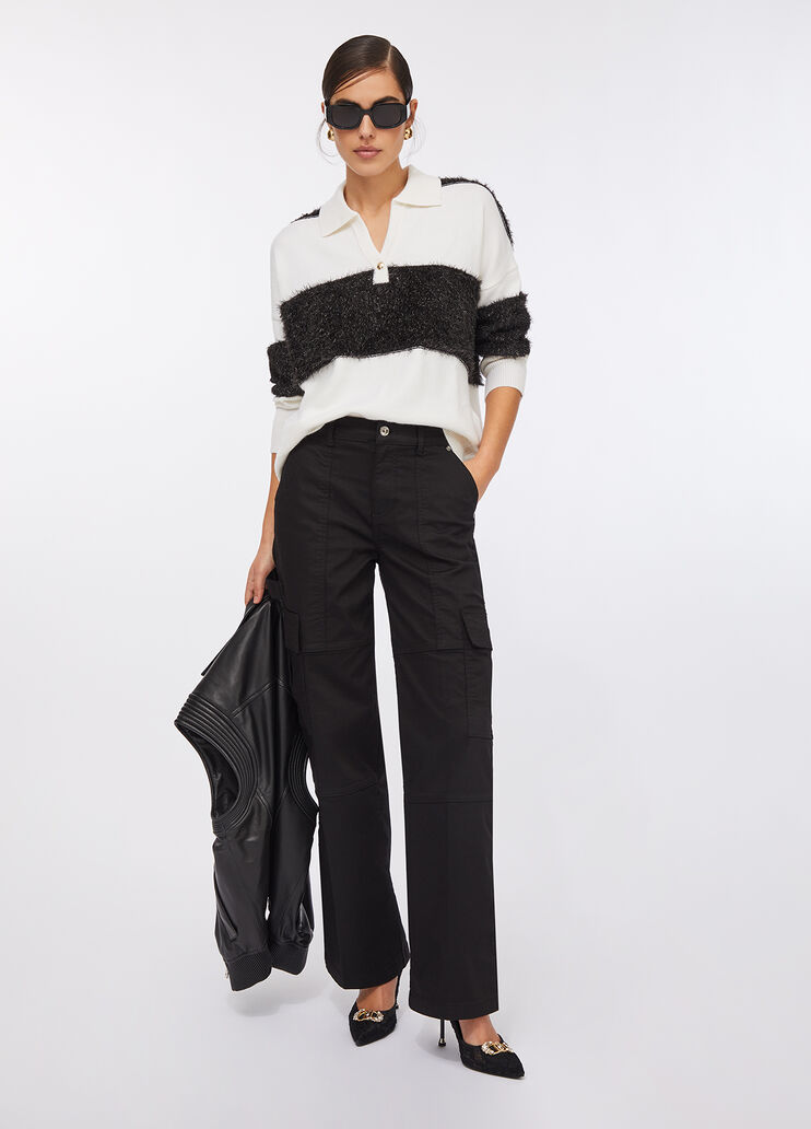 Polo en laine à rayures blanc Liu Jo - large image number 5