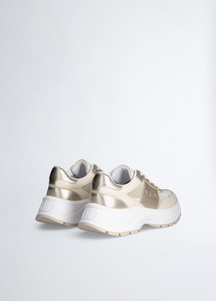 Zapatillas de piel y l&uacute;rex dorado Liu Jo - medium