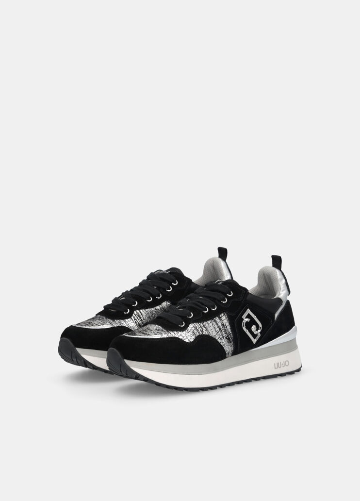 Sneakers à plateforme effet lamé noir Liu Jo - large image number 2 Sneakers à plateforme effet lamé noir Liu Jo - large image number 2