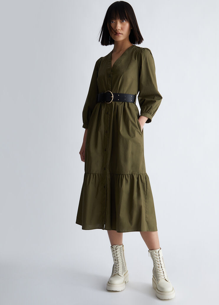 Nachhaltiges Kleid aus Baumwolle Moosgrün Liu Jo - look Nachhaltiges Kleid aus Baumwolle Moosgrün Liu Jo - look