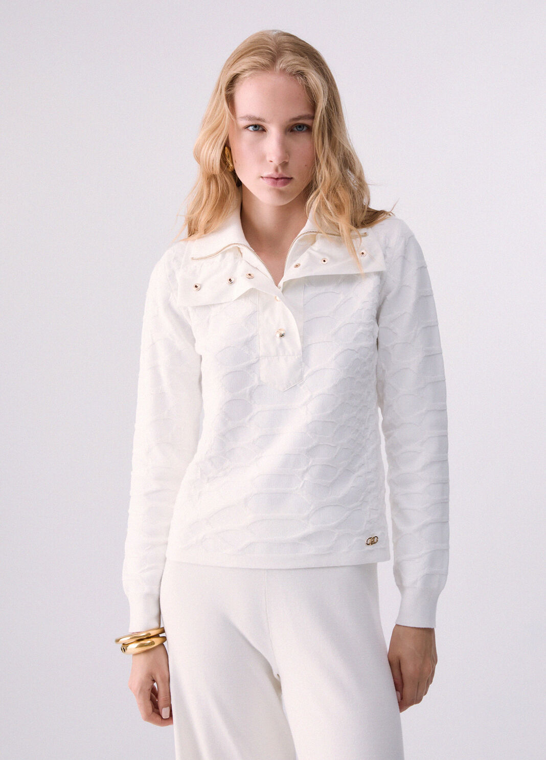 Crocodile Jacquard Sweater white wool Liu Jo - large image number 0