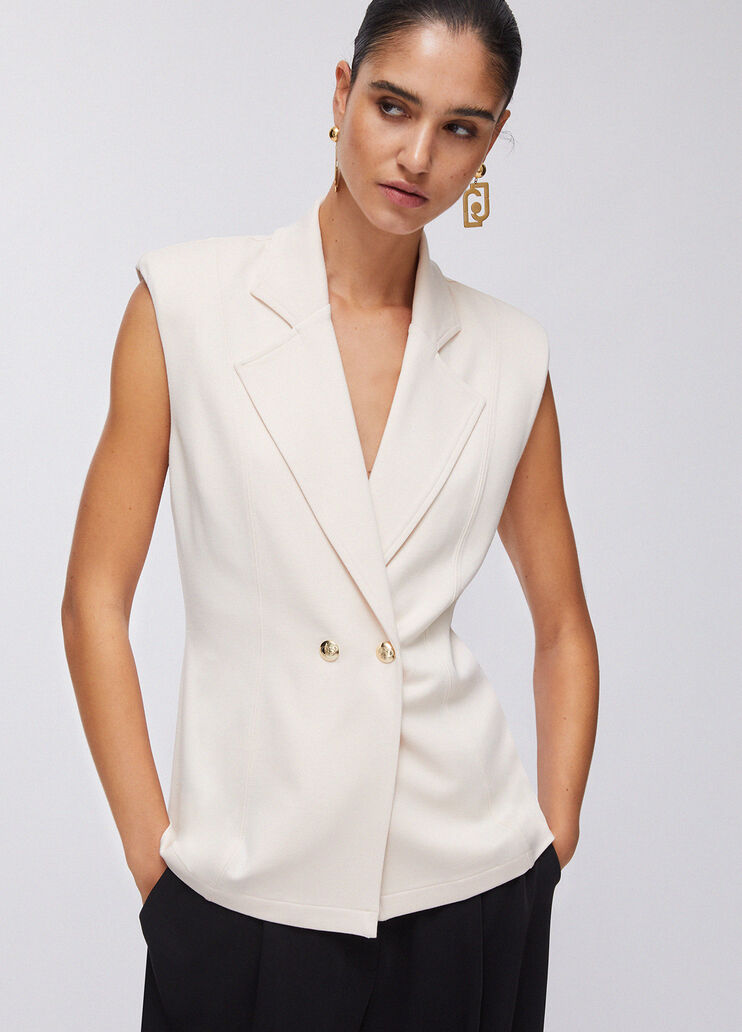 Vest with padded shoulders cream Liu Jo - large image number 0