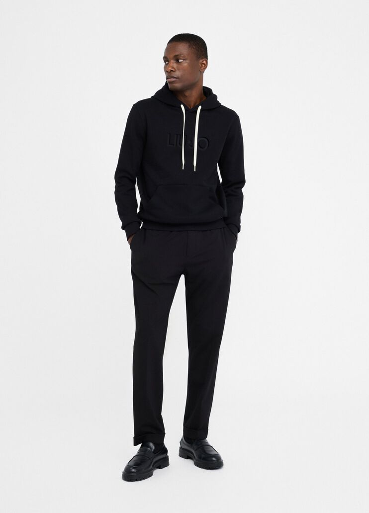 Hooded sweatshirt with logo black Liu Jo - medium