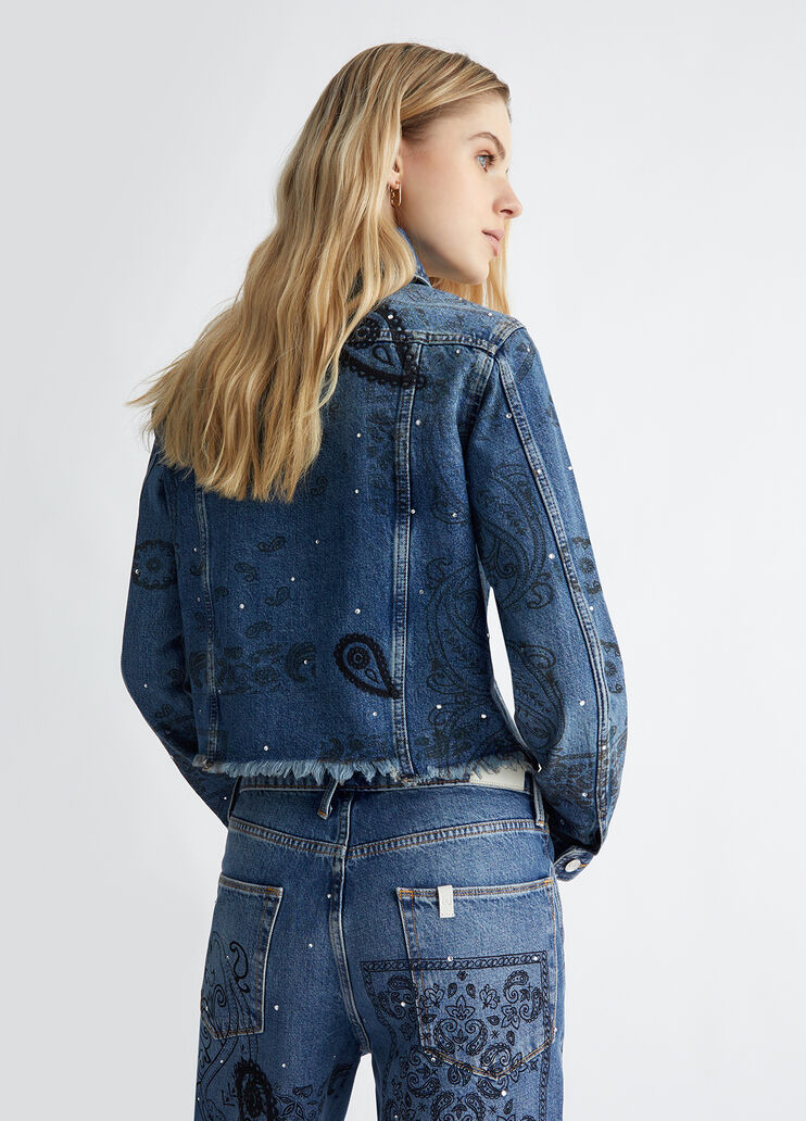 Denimjacke mit Stickereien und Strass Farbe Prints und Strass | Liu Jo