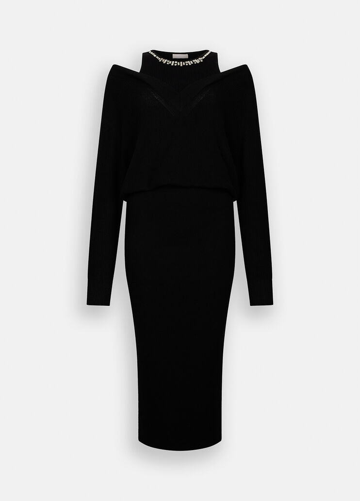 Knit dress with bejewelled embroidery black Liu Jo - large image number 6