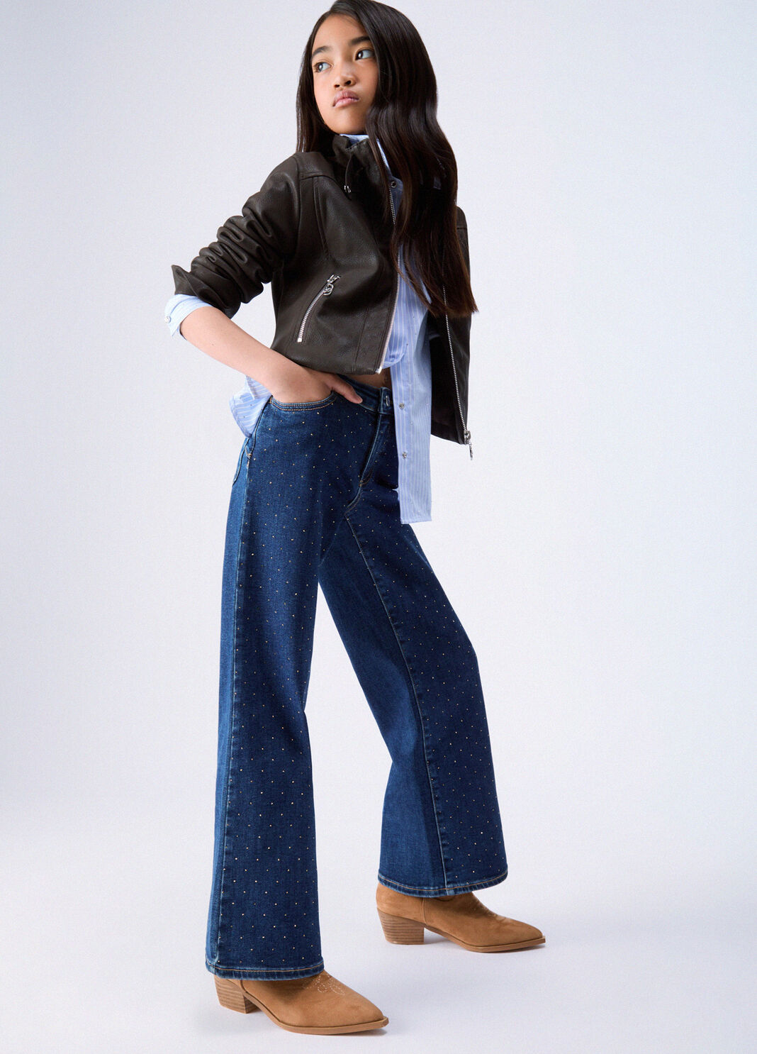 Straight jeans with embellishments dark blue denim Liu Jo - large image number 1