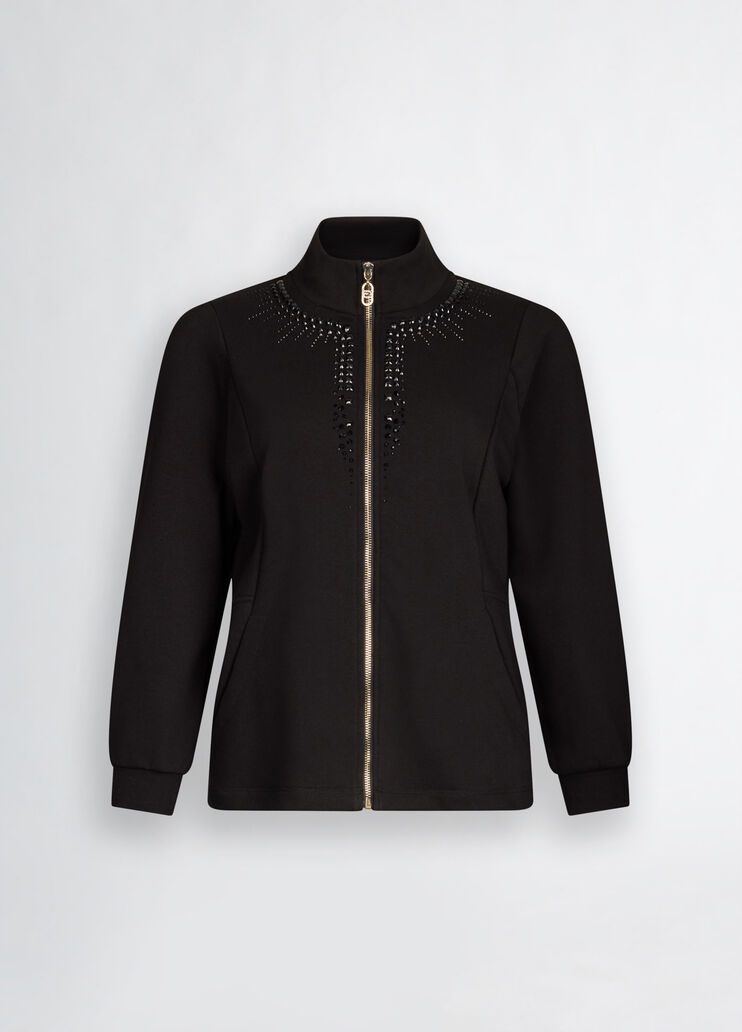 Sweatshirt with zip and rhinestones black Liu Jo - large image number 6 Sweatshirt with zip and rhinestones black Liu Jo - large image number 6