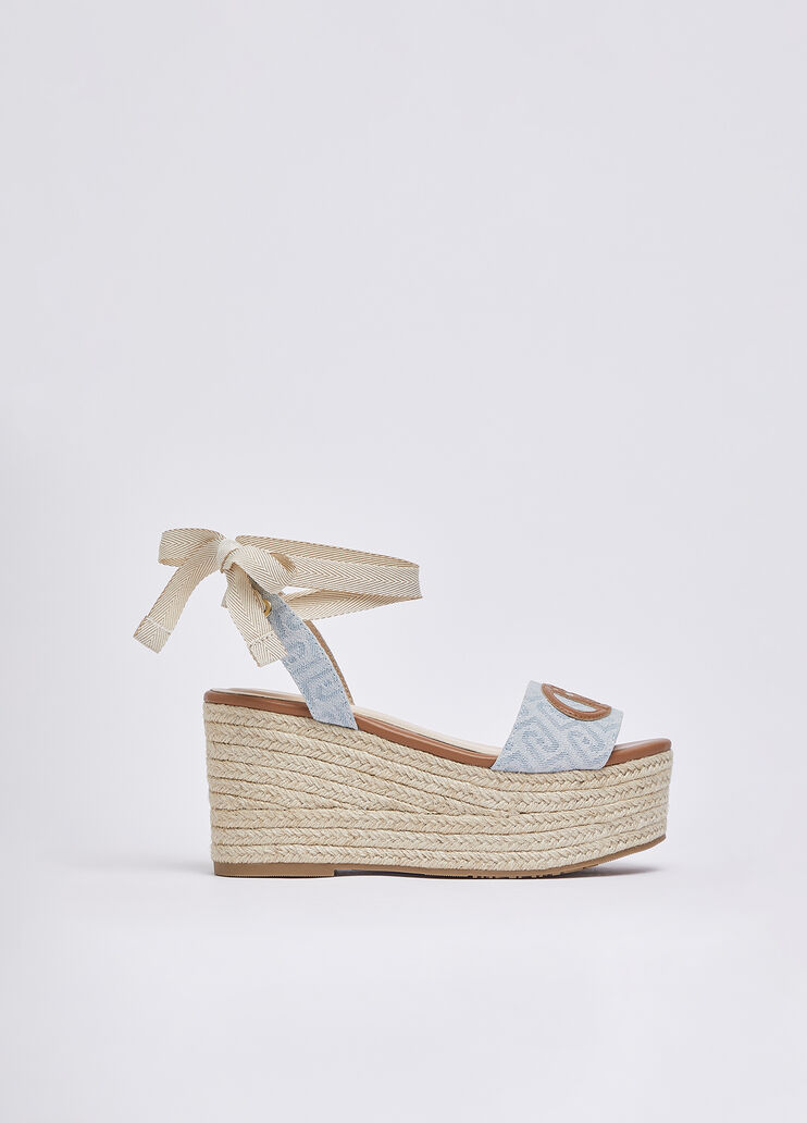 Denim jacquard wedge sandals light blue Liu Jo - medium
