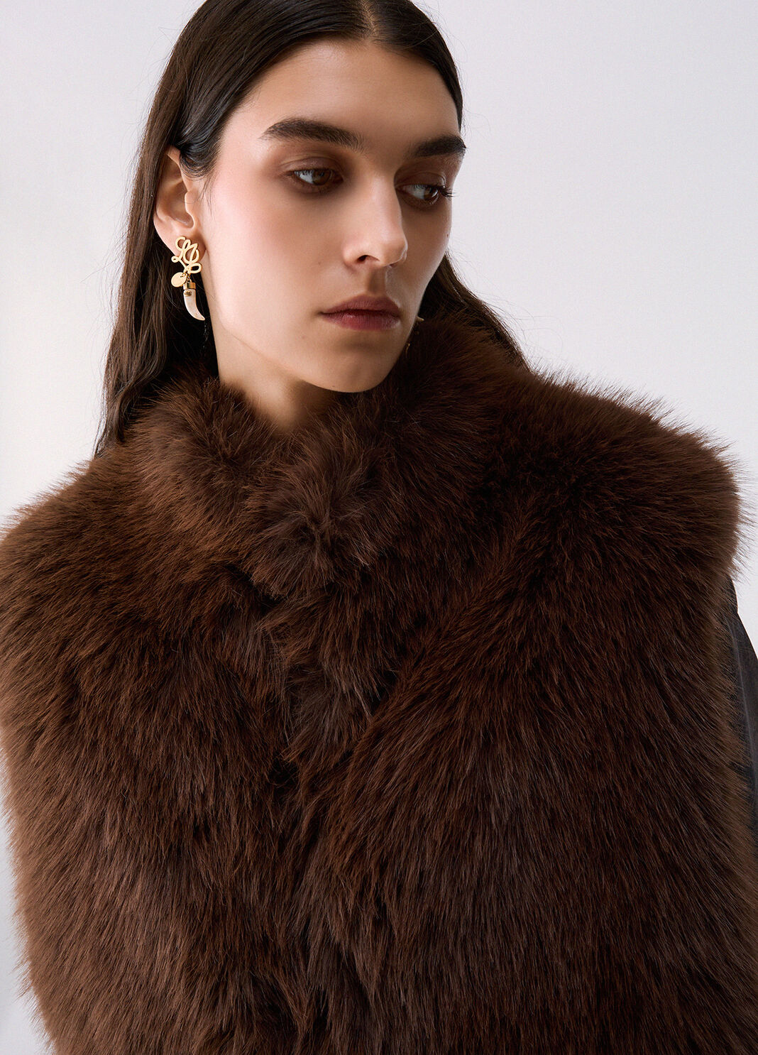 Faux Fur Vest with Belt dark brown Liu Jo - large image number 4