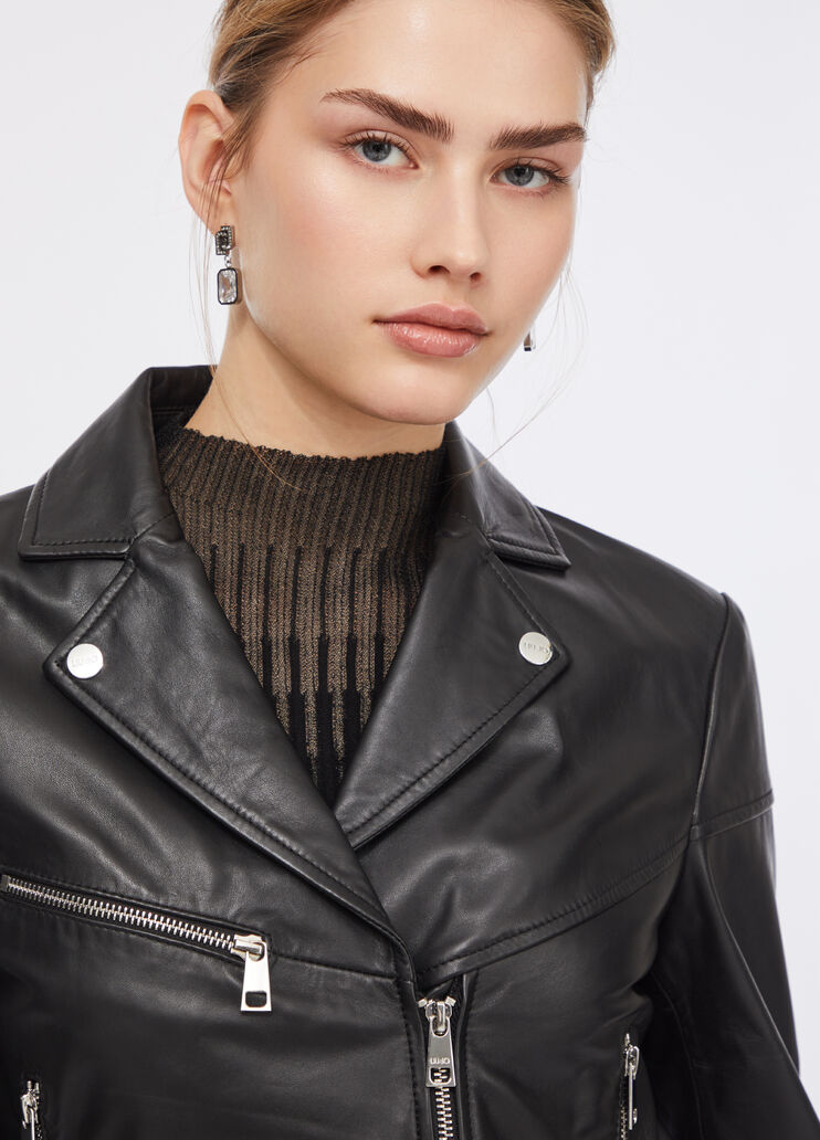 Leather biker jacket black Liu Jo - large image number 3