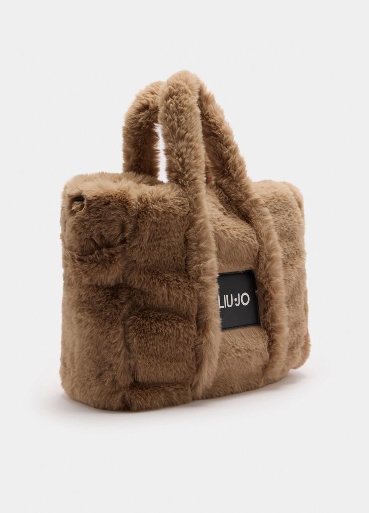 Mittelgroßer Shopper aus Teddyfell Champagner Liu Jo - large image number 2 Mittelgroßer Shopper aus Teddyfell Champagner Liu Jo - large image number 2