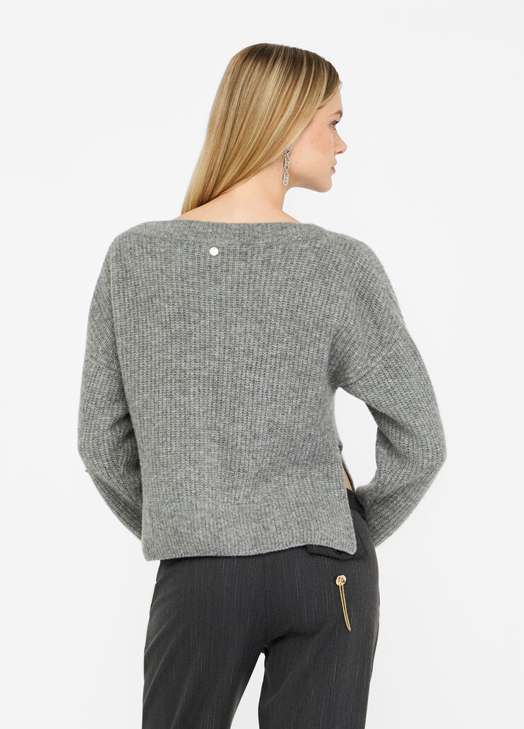 Шерстяной свитер со стразами серый Liu Jo - large image number 1 Шерстяной свитер со стразами серый Liu Jo - large image number 1