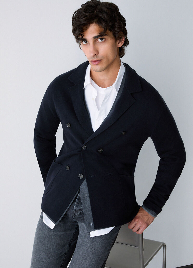 Cardigan zweireihig aus Wolle Dunkelblau Liu Jo - medium