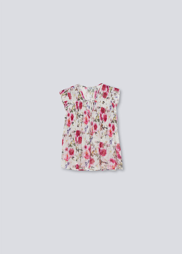Eco-friendly pleated blouse floral print Liu Jo - large image number 4  Eco-friendly pleated blouse floral print Liu Jo - large image number 4