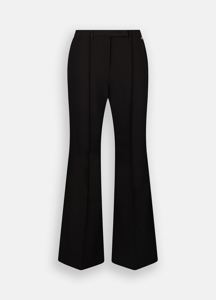 Pantalon évasé en cady noir Liu Jo - large image number 6 Pantalon évasé en cady noir Liu Jo - large image number 6