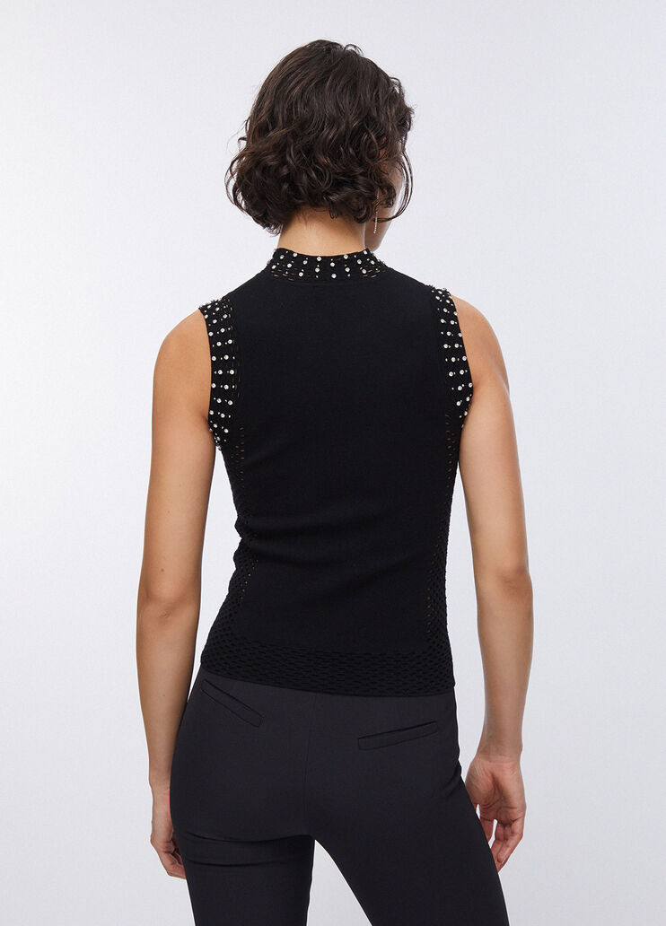 Veste sans manches avec broderies fantaisie noir Liu Jo - large image number 1