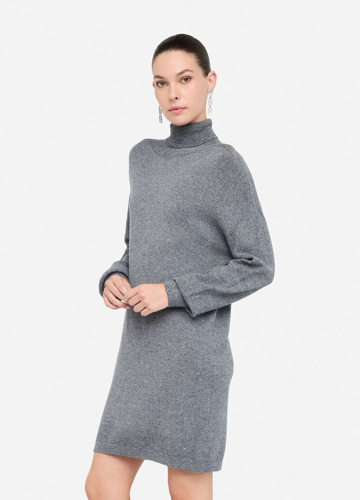 Knit dress with micro-sequins grey Liu Jo - large image number 3 Knit dress with micro-sequins grey Liu Jo - large image number 3