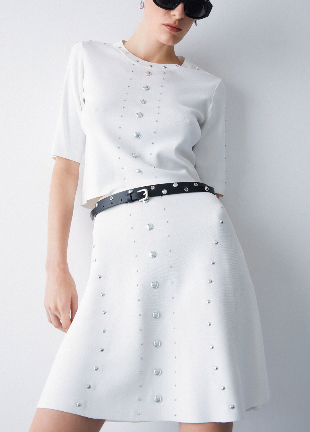 Knit skirt with studs white wool Liu Jo - large image number 3