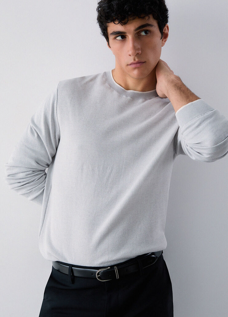 Silk-blend vanis&eacute;-knit jumper off-white Liu Jo - medium