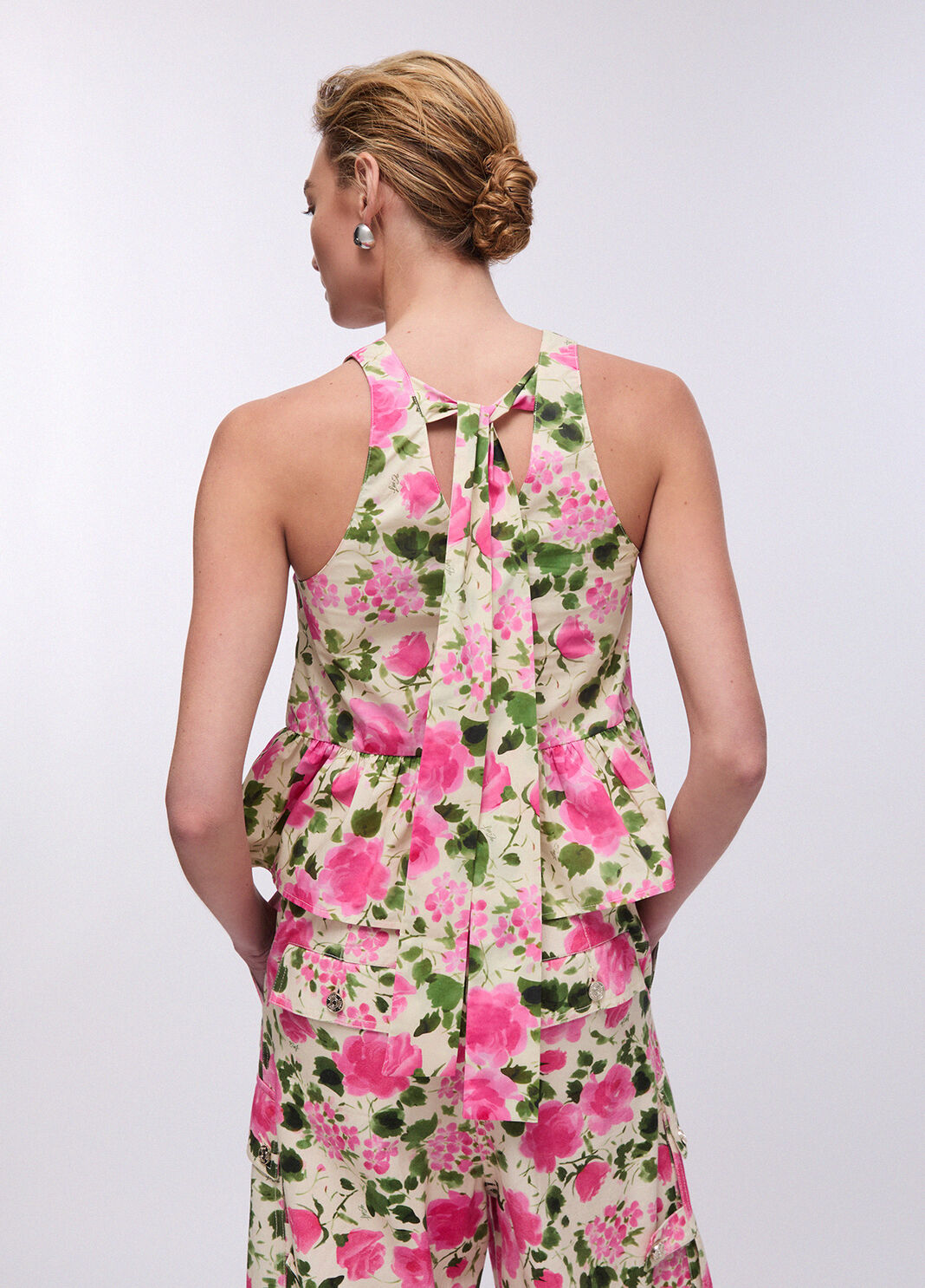 Poplin top with bow floral Liu Jo - large image number 1