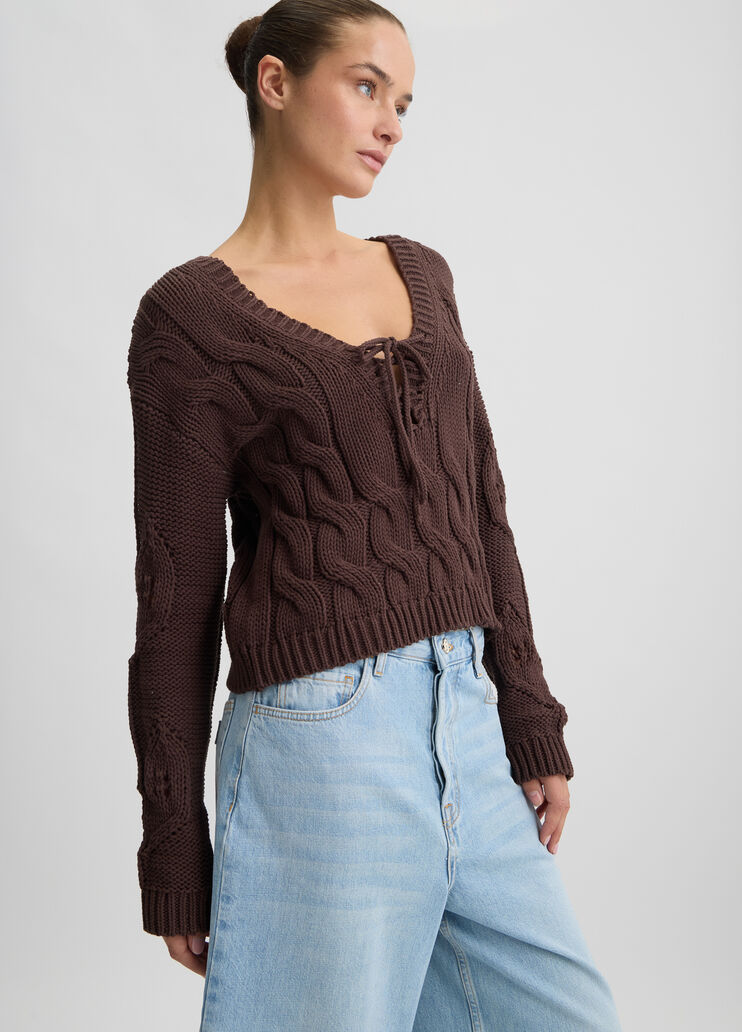Cable-knit jumper brown Liu Jo - large image number 3 Cable-knit jumper brown Liu Jo - large image number 3