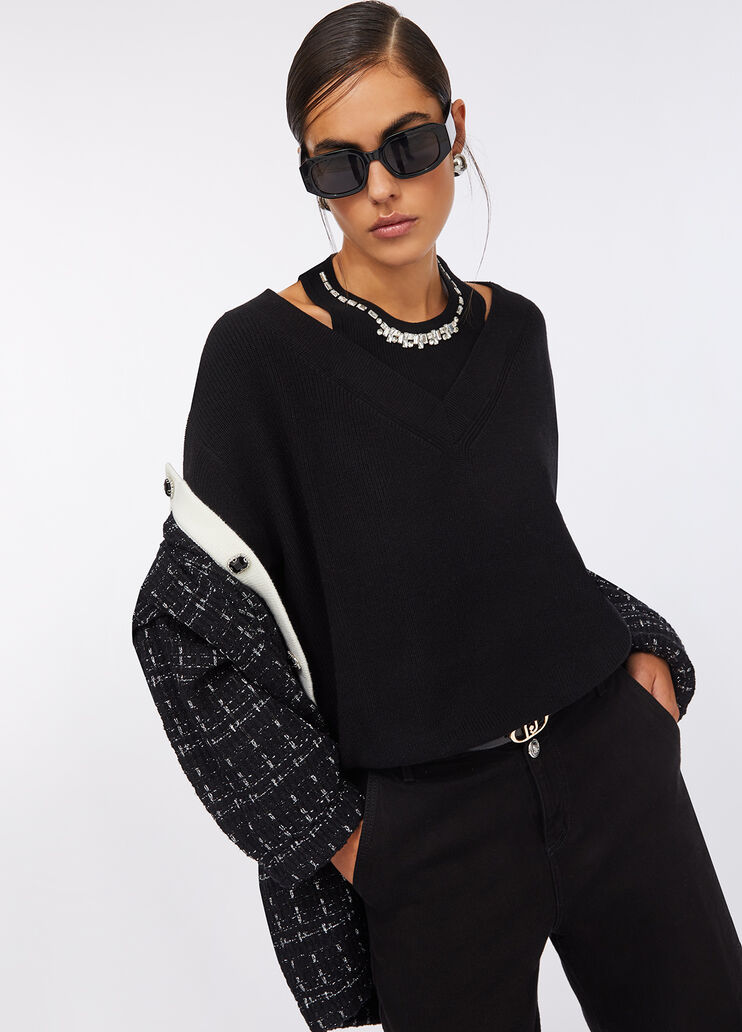 Jumper with bejewelled embroidery black Liu Jo - medium Jumper with bejewelled embroidery black Liu Jo - medium