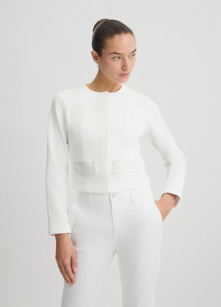 Denim jacket with rhinestones white wool Liu Jo - medium Denim jacket with rhinestones white wool Liu Jo - medium